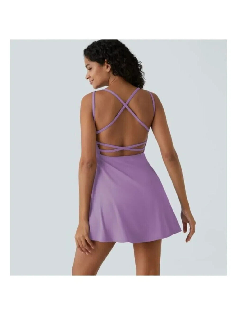 NWT Halara Lilac Strappy Crisscross Backless Dress Athleisure Tennis Size XL